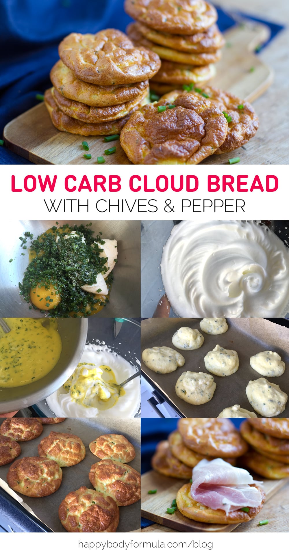 How To Make Low Carb Cloud Bread (With Chives & Pepper) - gluten free, primal, nut free.