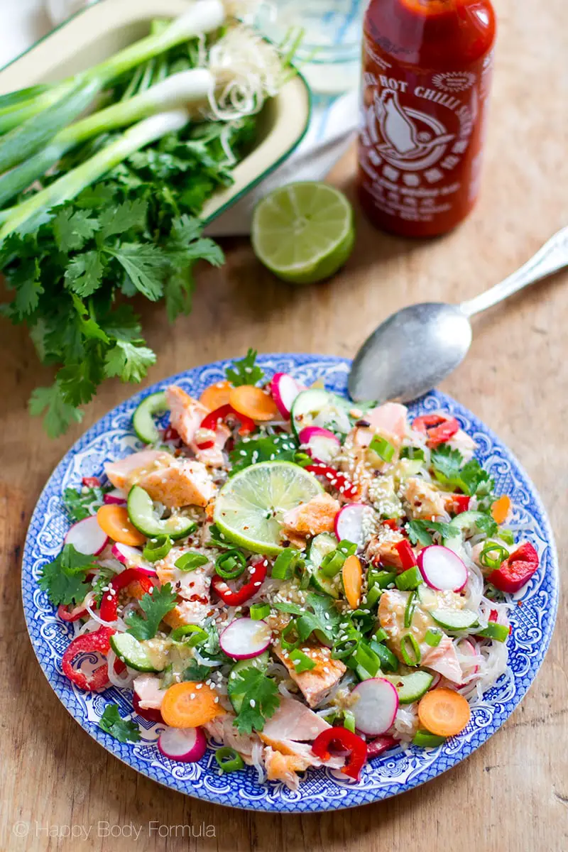 Shirataki Noodle Salad with Sesame Lime Dressing - gluten and grain free, paleo, clean eating, low carb