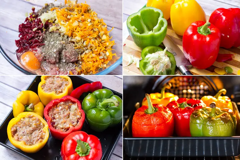 Pork mince stuffed capsicum - step by step photoros