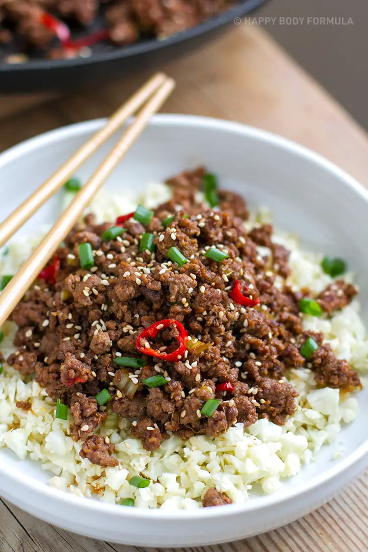 Low-carb Korean beef with cauliflower rice