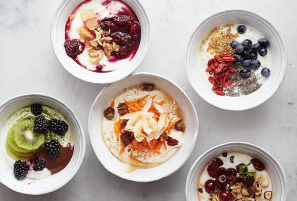 Breakfast yogurt bowls