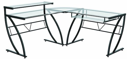 Z-Line Belaire Glass L-Shaped Computer Desk