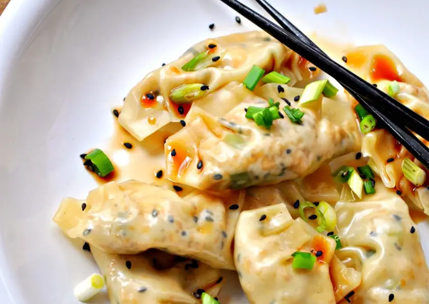 VEGAN SESAME TOFU DUMPLINGS