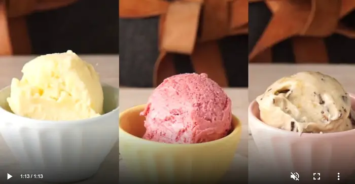 THREE FRUIT ICE CREAMS