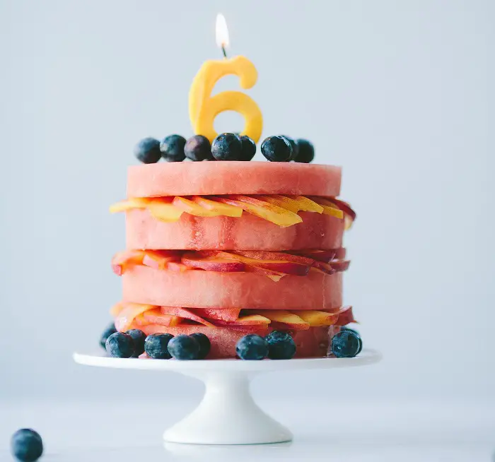 WATERMELON AND PEACH FRESH FRUIT CAKE