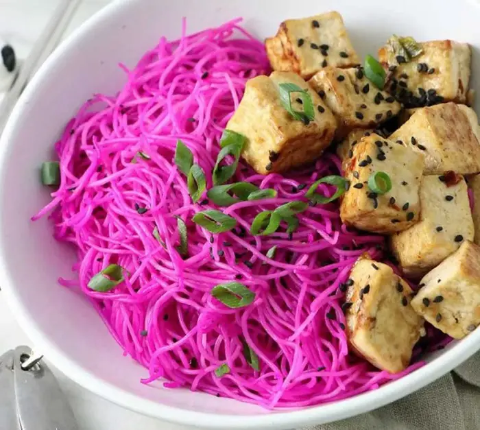 DRAGON FRUIT NOODLES WITH KOREAN BBQ TOFU