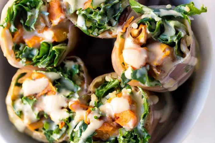 SWEET POTATO, KALE AND QUINOA SPRING ROLLS