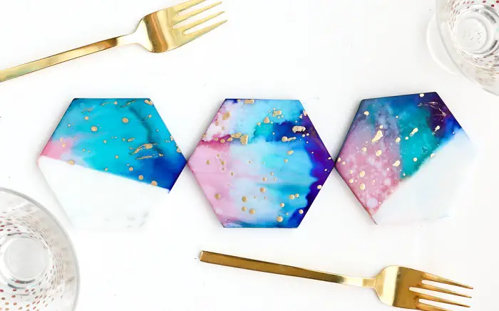 GALAXY COLOR BLOCKED MARBLE COASTERS