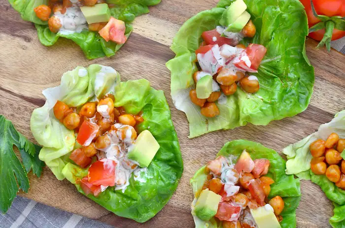 BUFFALO CHICKPEA LETTUCE WRAPS