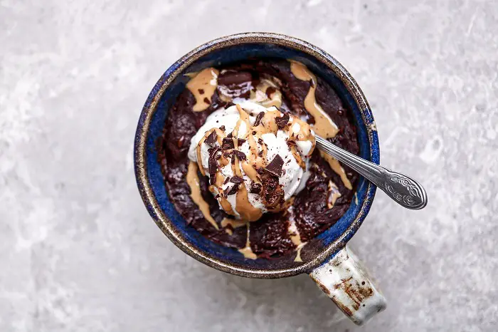 CHOCOLATE PEANUT BUTTER MUG CAKE