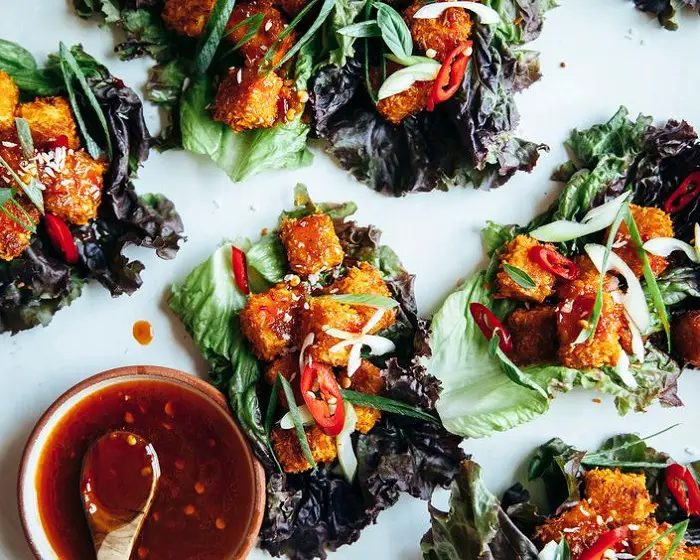 CRISPY COCONUT TOFU LETTUCE WRAPS